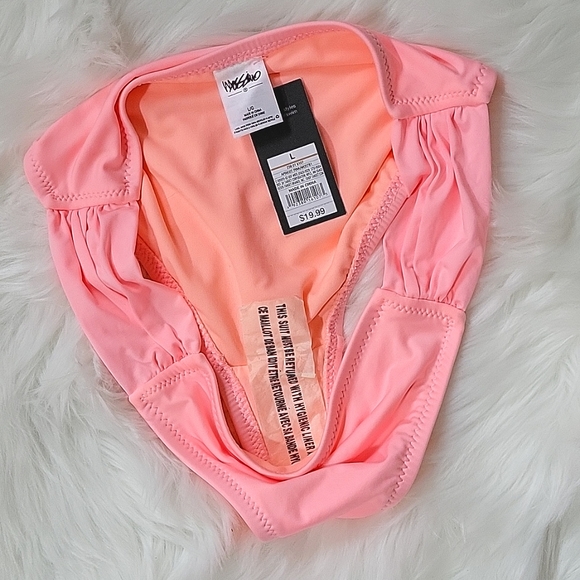 Coral Bikini BoHo Style Bandeau RuffleTop w/Lacey Cutouts NWT Fits M/L πΈπ΄ - Picture 7 of 8